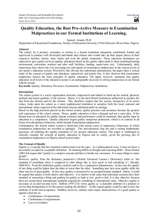 Causes of examination malpractice in Nigeria